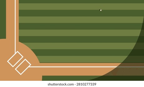 Abstract, stylized overhead view of a baseball diamond showing home plate, foul lines, and green outfield grass with horizontal stripes.