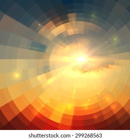 Abstract Sunrise Circle Technology Mosaic Background