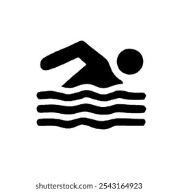 Abstract swimming symbol with fluid lines representing movement and speed. Ideal for swim clubs, competitions, and aquatic events - Powered by Shutterstock