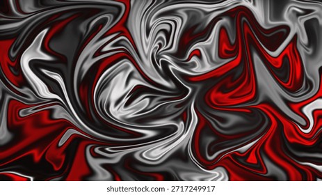 Abstract swirl pattern background in red black and white liquid flow