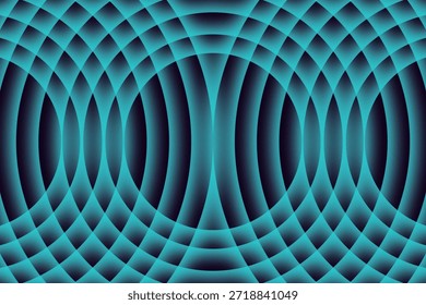 Abstract Teal Geometric Wave Pattern with Overlapping Concentric Arcs on Dark Background