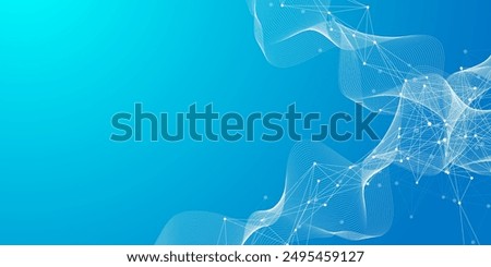Abstract tech network connection dots. Digital technology and big data analysis background. Geometric background with abstract mesh, plexus lines.