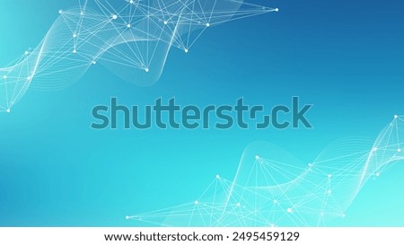 Abstract tech network connection dots. Digital technology and big data analysis background. Geometric background with abstract mesh, plexus lines.