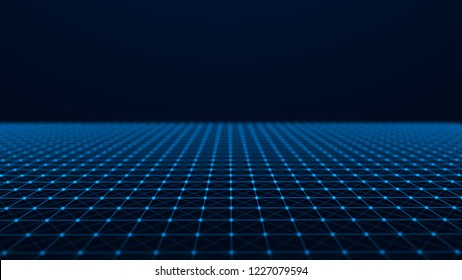 Abstract technology background. Artificial intelligence. Futuristic perspective background. Big data visualization. 3D rendering.