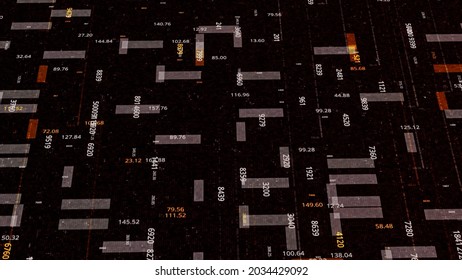 Abstract technology background with blocks of flat rectangles and numbers. Animation. Concept of digital data and computer science.