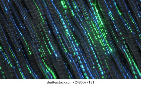 Abstract technology background. Data stream or cloud computing. 3D render