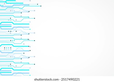 Abstract technology background featuring blue circuit lines on a white backdrop. Ideal for tech presentations and digital branding. 3D Rendering - Powered by Shutterstock