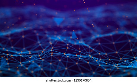 Abstract technology background. Network connection. Artificial intelligence. Science background. Big data digital background. 4k rendering.