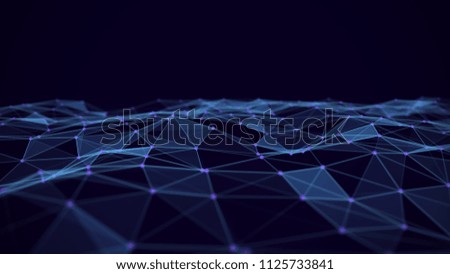 Abstract technology background. Network connections with points and lines. Ai tech wire network futuristic wireframe. Big Data. 4k rendering.