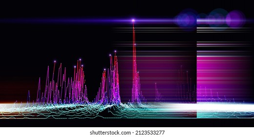 Abstract technology background with noisy algorithm color blurred lines. Analytics data algorithms. Computing concept. Big Data.  Banner for business, science and technology. 