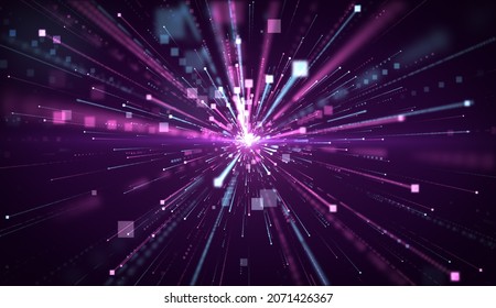 Abstract Technology Background, Purple Light Streak, Futuristic Concept, Backdrop, Illustration.