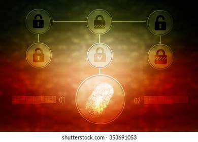 Abstract technology background.Security system concept with fingerprint Letter P sign
