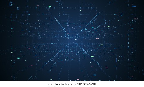  Abstract technology  big data background concept. Motion of digital data flow. Transferring of big data. Transfer and storage of data sets , block chain, server,  hi-speed internet.
