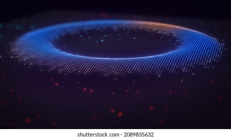 Abstract technology big data background concept. Artificial intelligence tech. Big data and cybersecurity. Transfer and storage of data sets, blockchain, server. Abstract background. 3D illustration.
