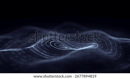Abstract technology circle blue wave. Flow of particles. Big data transfer visualization. 3D rendering.