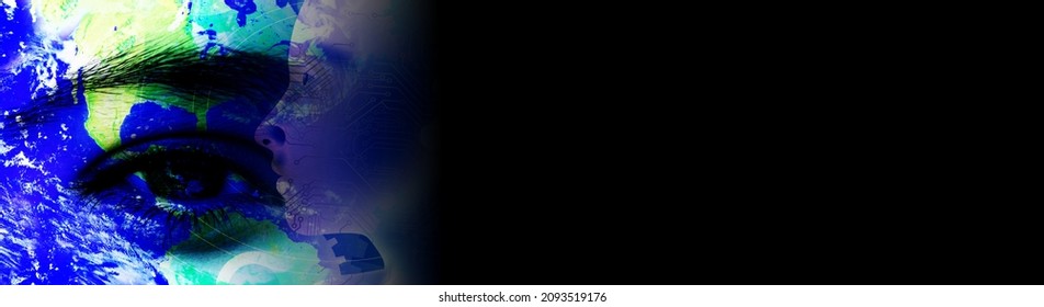 Abstract technology computer business background with eye vision data protection. 