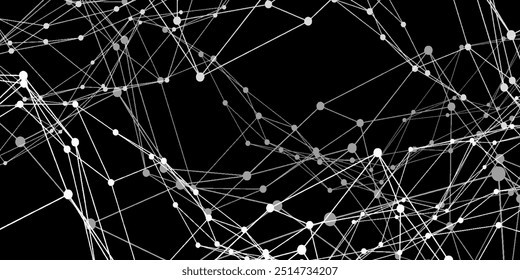 Abstract technology connection network of particles and lines. Global network Futuristic grid artificial intelligence connections. Plexus of lines and dots and connected particles Vector