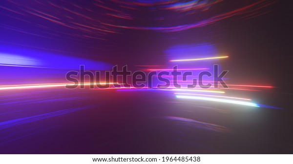 Abstract Technology Fast Light\
Strokes Background with glowing light and fast motion. 3D\
rendering