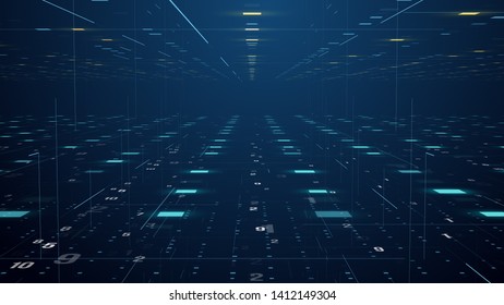 Abstract Technology Floating Code Number Digital Grid Motion Background Loop Virtual Reality Concept