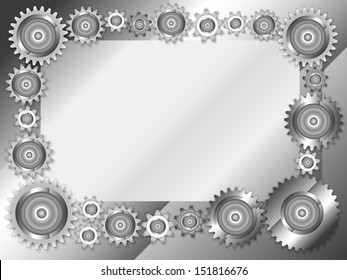 Abstract technology frame  of mechanical gears. Raster copy of vector illustration 