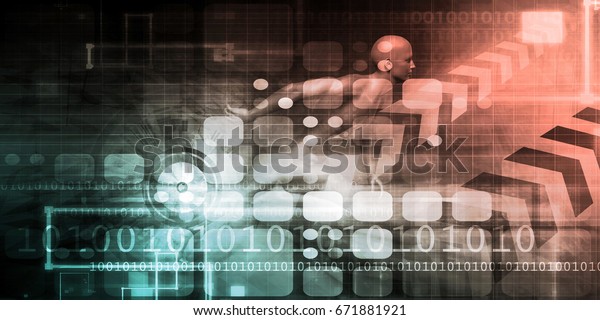 Abstract Technology Interlinked Data Art 3d Stock Illustration 671881921
