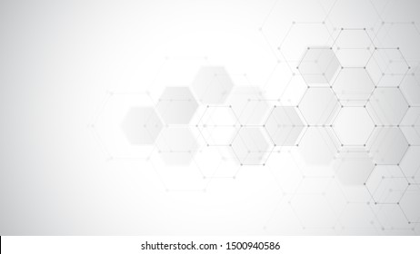 Abstract technology or medical background with hexagons shape pattern. Concepts and ideas for healthcare technology, innovation medicine, health, science and research