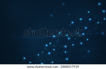 Abstract Technology Network Connecting Background Lines And Dots Geometrical polygonal Shapes Connection And Web Concept Digital Communication And Futuristic Technology interface.