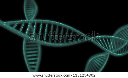 Abstract technology science concept DNA on black background.