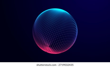 Abstract technology sphere with connecting dots, lines and triangles. Digital abstract network structure. 3D .
