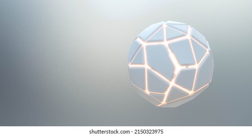 abstract technology surface geometric red glowing object on blue background 3d render illustration