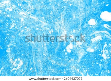 Abstract texture background. Chaotic white spots on blue. Colors mix with each other forming new shades. Different textures, dots, drops, blurs. Different shades of indigo blue.