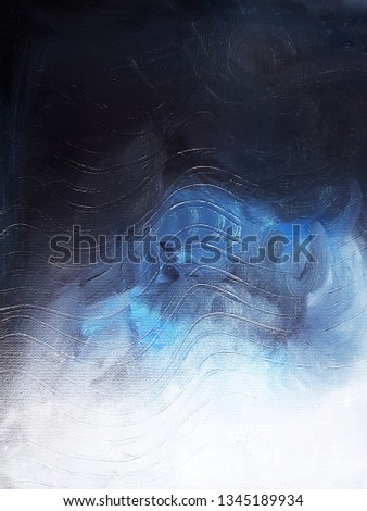 Abstract texture background. White and blue color background with place for text. Oil colored hand drawn painting.