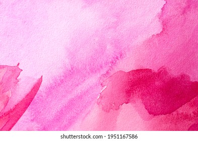 Abstract texture brush ink art background pink red magenta aquarel watercolor splash hand drawn paint