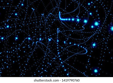Abstract texture of chaotic glare of light bokeh on black background