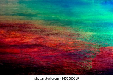 Abstract texture with color clouds and elements of the landscepe. Summer fantasy artwork for graphic design. Nature, landscape painting, creativity and imagination. Dream Land Background.