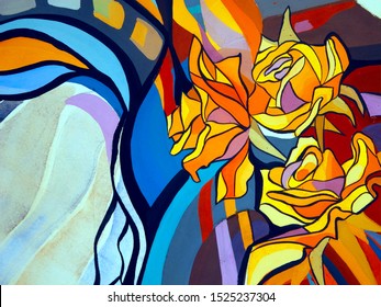 flower acrylic painting abstract