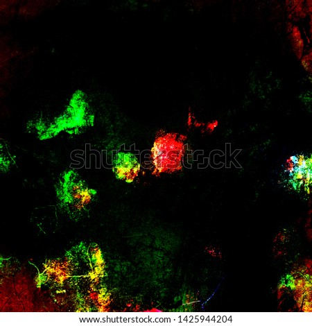 Abstract texture with multi-colored paint stains. Multicolor background with many colors. Modern digital art.  Grunge texture with black background. Red green spots. Modern digital art.  Popular style