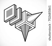 Abstract three-dimensional shape, design cube element.