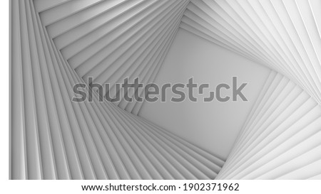 Abstract three-dimensional white light texture of a set of straight square steps spiraling. 3D illustration