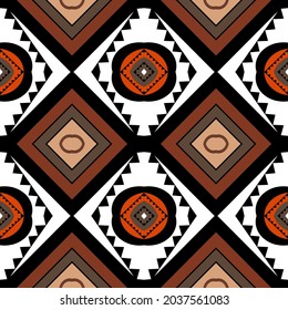 Abstract Traditional ethnic Brown square oblique geometric seamless pattern background
