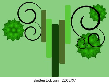abstract tree and flowers