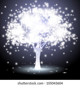 Abstract tree made of lights.Raster version
