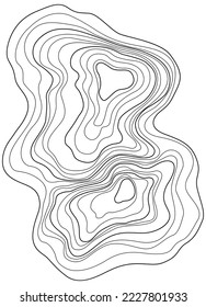 Abstract tree ring. Topographic map design element. Contour map concept. Thin wavy lines.