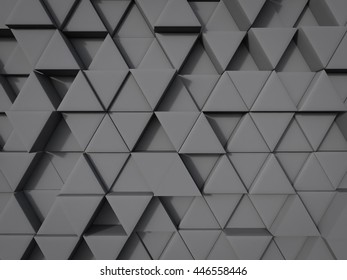 Abstract Triangle Shape Background In Gray Color Random Position 3d Rendering