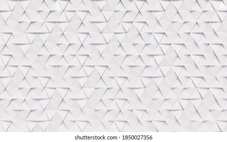 Abstract Triangular Background With White Triangles. Geometric 3d Rendering.