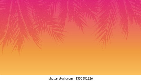 Abstract tropical background  Illustration palm tree leaves the sunset  Stipple effect 