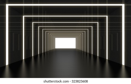 abstract tunnel with yellow light