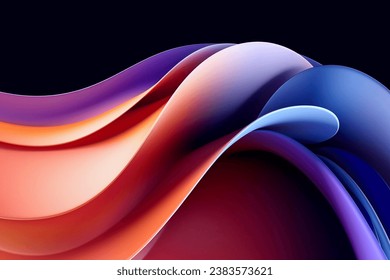 Abstract twisted wavy 3d gradient shape backdrop illustration.