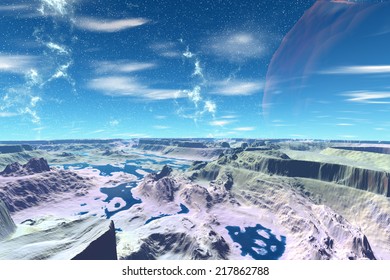 Abstract unknown planet in deep space