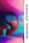 Abstract vertical gradient background wallpaper in pink, turquoise, and purple. Iridescent, shiny, blurred, smeared design with light noise, dust and grain. Unique colors, modern digital rough effect